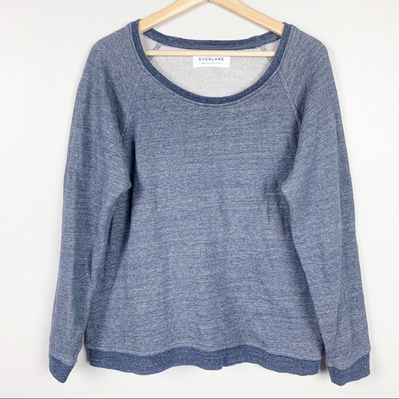 Everlane Tops - EVERLANE 100% Cotton Space Dye Heathered Blue Crew Neck Pullover Sweatshirt L
